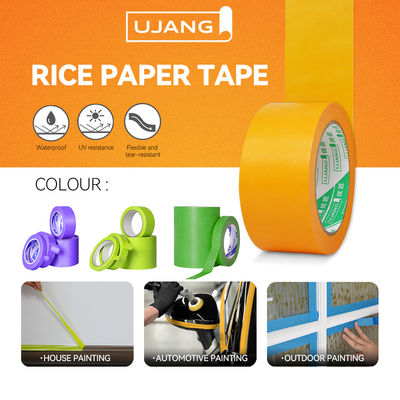 شريط لاصق ياباني مسطح من ورق واشي المقاوم لدرجة حرارة 120 درجة مئوية لإخفاء الطلاء في إصلاح السيارات بدون بقايا